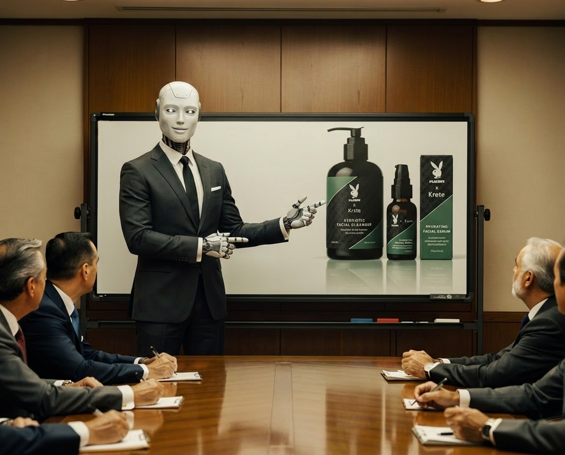 IDIO presenting the Playboy x Krete packaging to a full boardroom